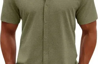 COOFANDY Herren Freizeithemd Kurzarm in Olivgrün