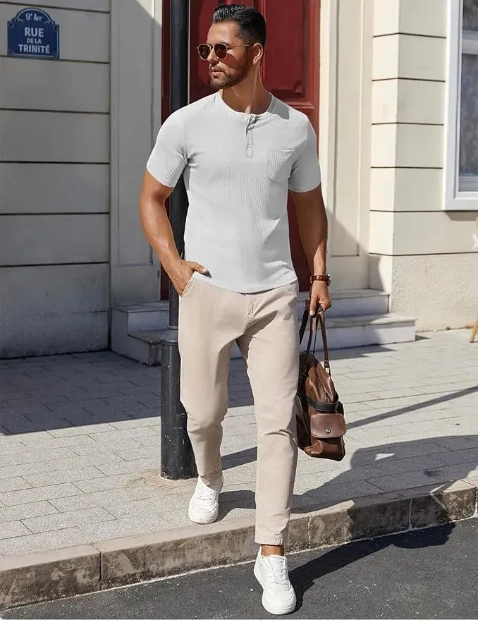 COOFANDY Herren T-Shirt Gerippt (7 Farben, Gr. S bis XL) für 10,19 € inkl. Prime-Versand (statt 1.699,00 €)