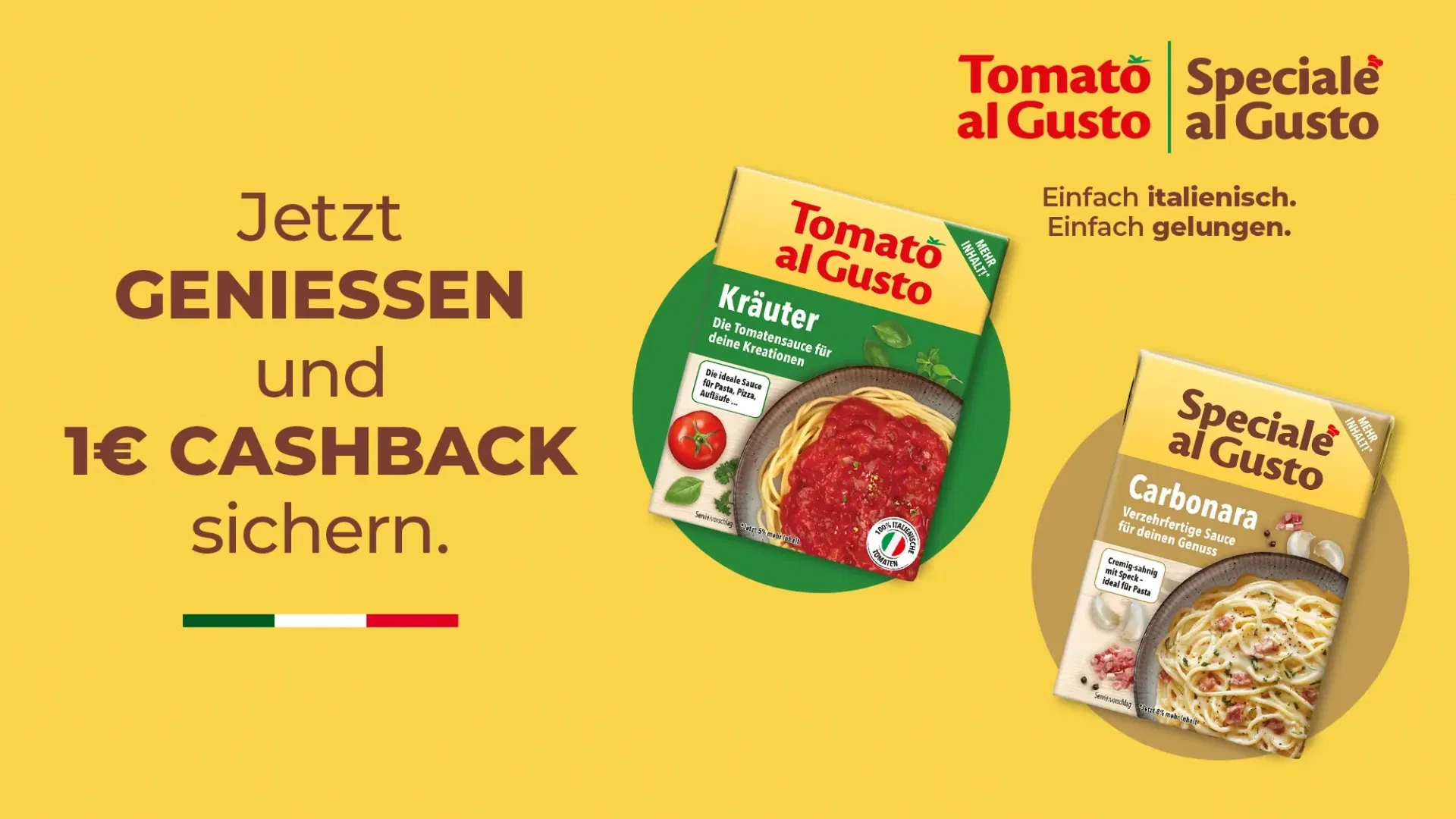 marktguru: 1 € Cashback auf Tomato al Gusto oder Speciale al Gusto Saucen