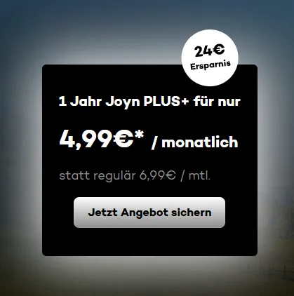 Joyn PLUS+ Jahresabo für 4,99 € statt 6,99 € pro Monat
