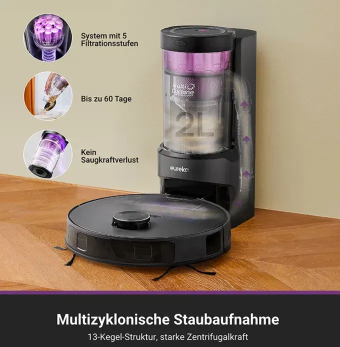 EUREKA E20 Plus Saugroboter - Effiziente Reinigung mit 8000 Pa Eureka E20 Plus Saugroboter Mit Absaugstation Und 8000 Pa Saugkraft