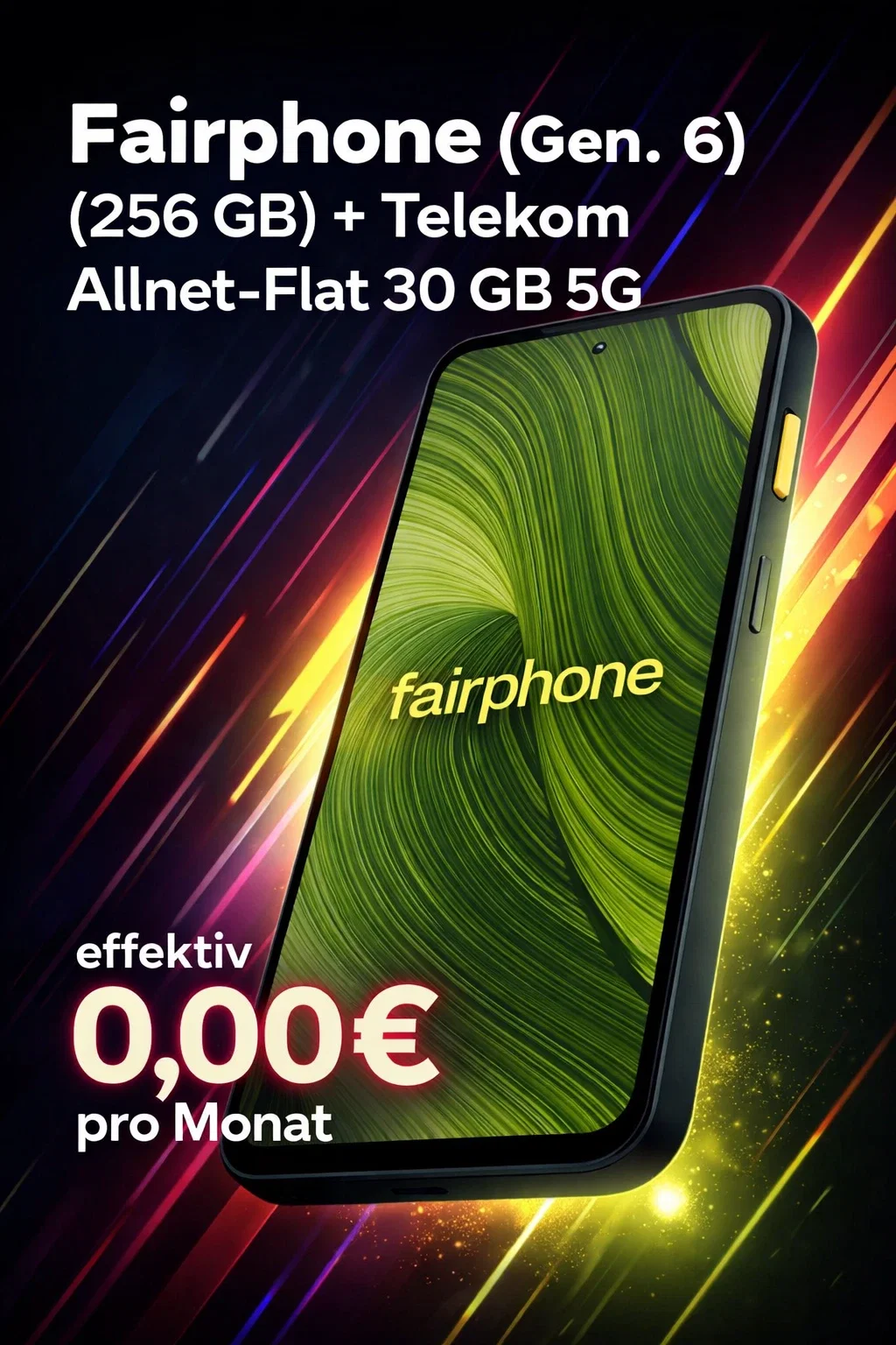 Gomibo: Fairphone (Gen. 6) (256 GB) + Telekom Allnet-Flat 30 GB 5G für 19,00 € / Monat + 58,95 € einmalig