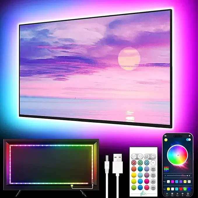 GIPOYENT LED-Leuchten für TV 5M LED TV-Hintergrundbeleuchtung (45-75 Zoll TV)