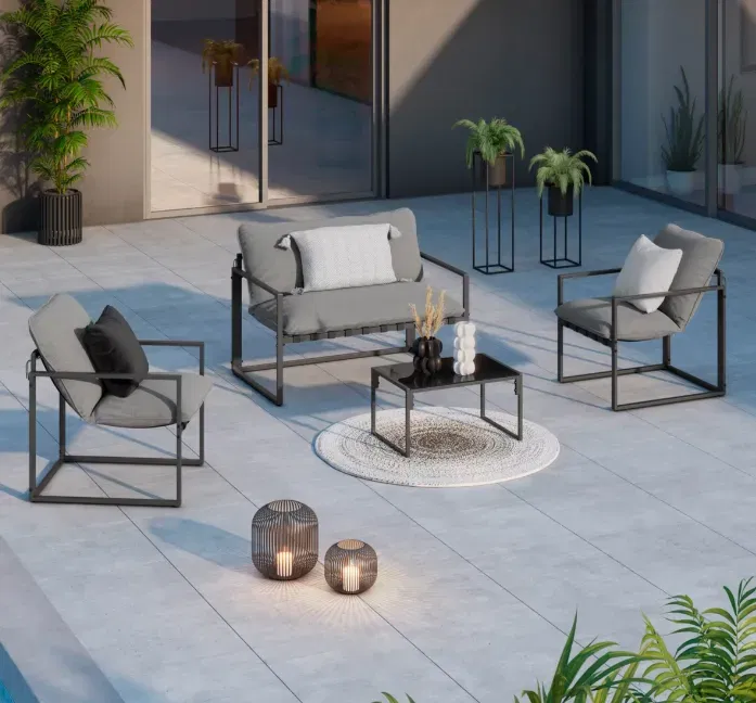 Gartenset Lucia Schwarz/Hellgrau (4-teilig) ab 79,99 € ABHOLUNG (statt 149,99 €)