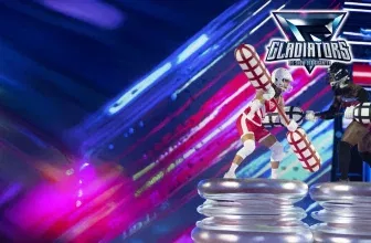 Gruppe von Gladiatoren in antiken römischen Rüstungen