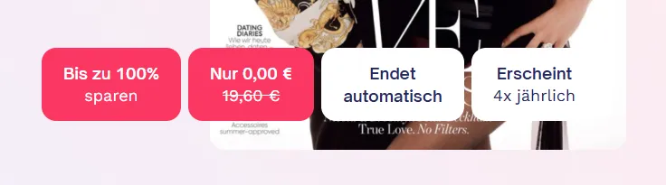 Schnäppchen, Deals und Rabattcodes des Tages - Glamour-Abo Frauenzeitschrift Mode Stars Liebe Lifestyle