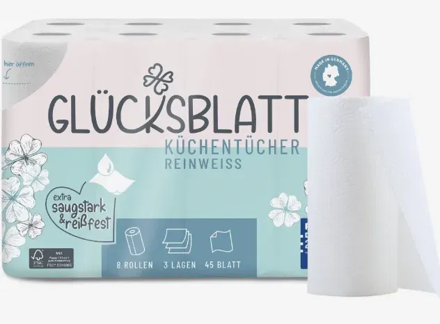 Glücksblatt Küchenrollen -24 Rollen 3-Lagig 45 Blatt (24 Rollen 3-Lagig a 45 Blatt -Neukunden!)
