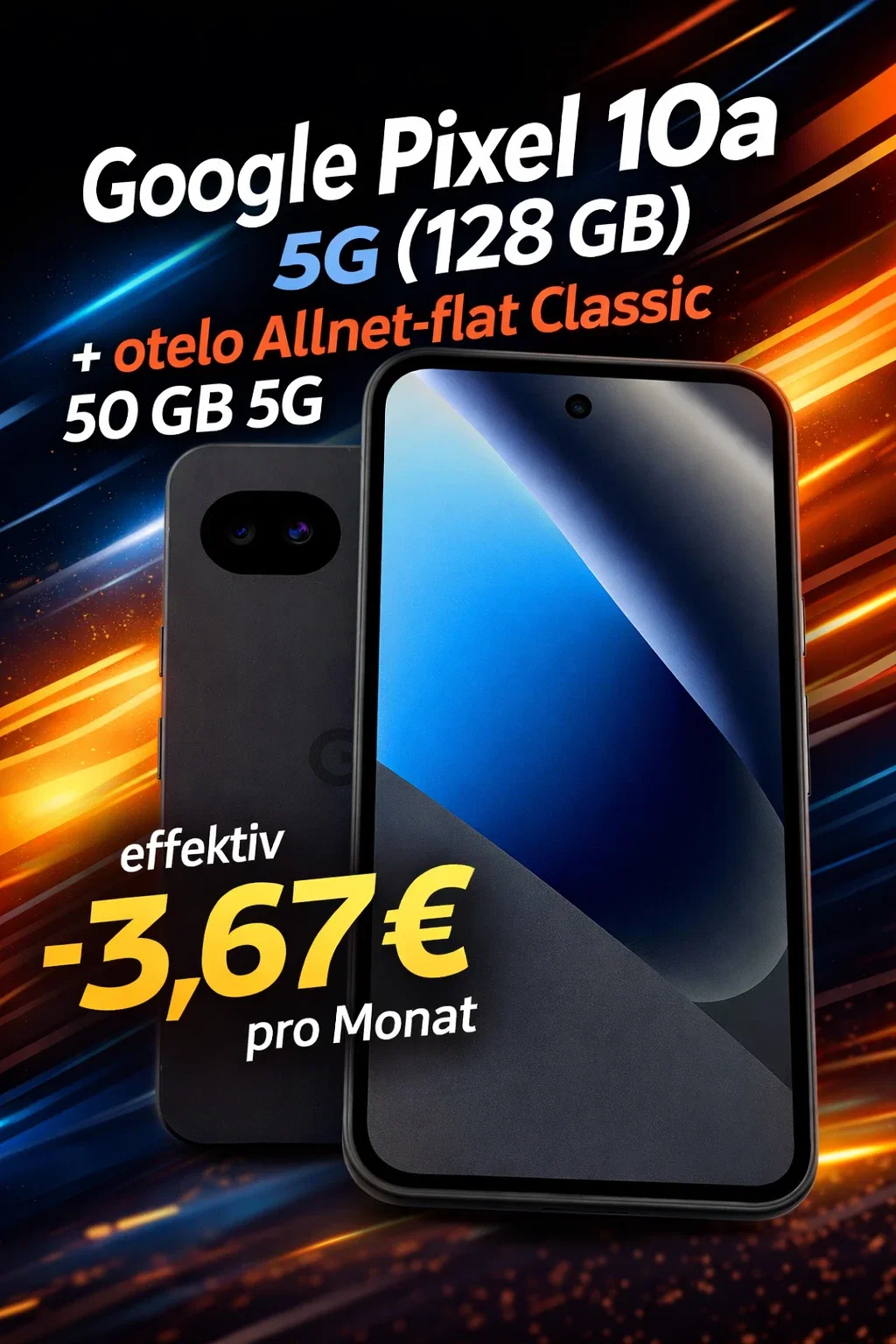 Logitel: Google Pixel 10a 5G (128 GB) + LogiTel Cashback 80€ + otelo Allnet-flat Classic 50 GB 5G für 19,99 € / Monat + 8,99 € einmalig