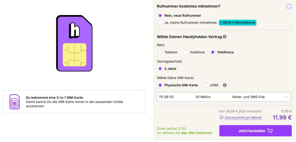 Handyhelden Allnet-Flat 75 GB Deal im o2 Netz