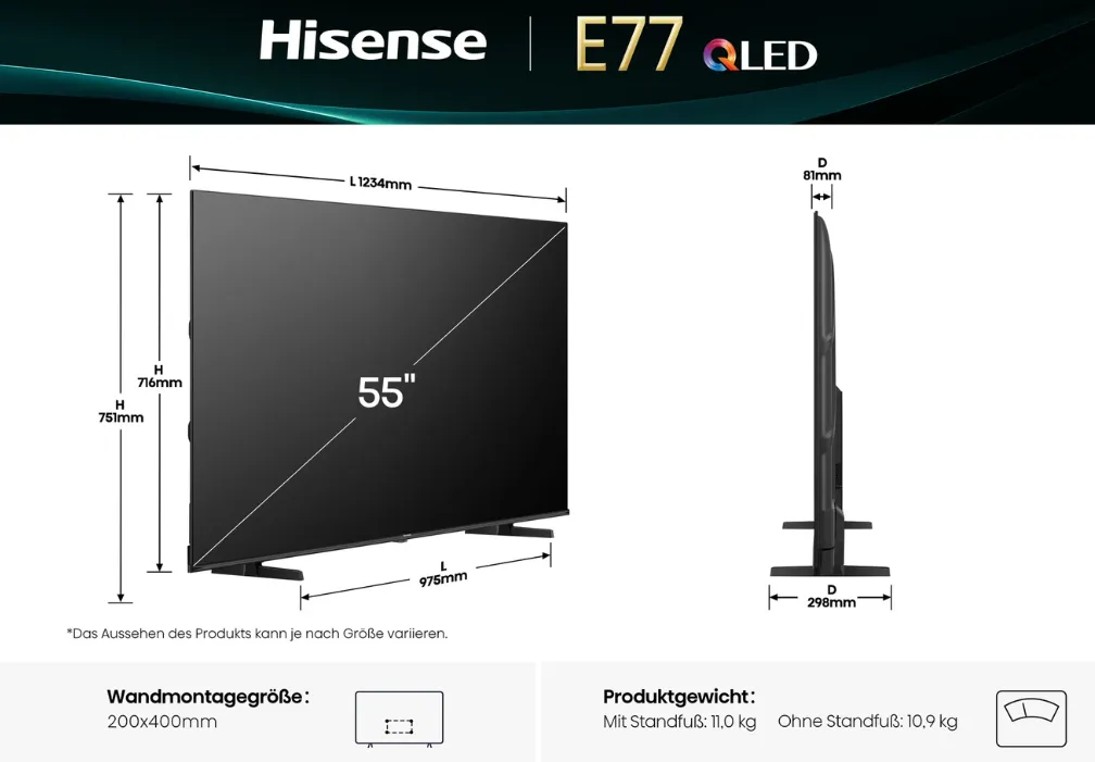 Schnäppchen, Deals Und Rabattcodes Des Tages - Hisense 55E77Q Qled Tv 139 Cm Schwarz