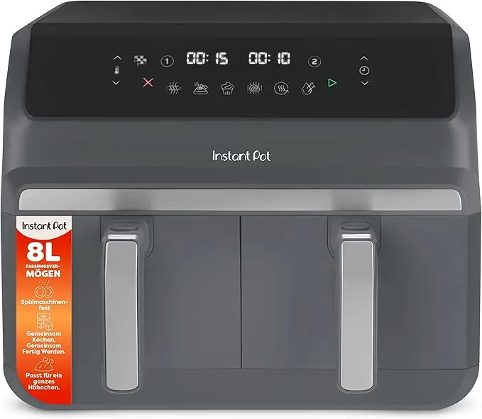 Instant Pot – Vortex Dual Trüffelgrau-Heißluftfritteuse 140-3150-01-EU (8l)