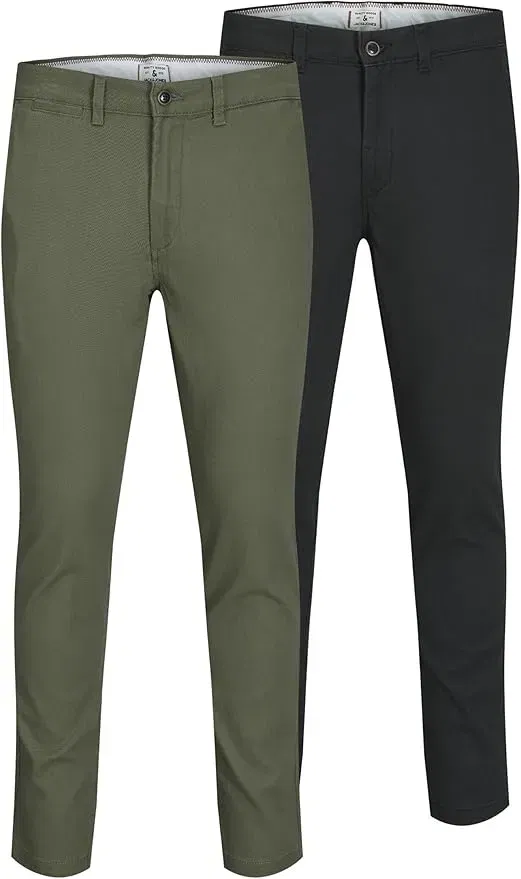 JACK & JONES Mens Marco Chino Trousers Cotton (2 Pack)