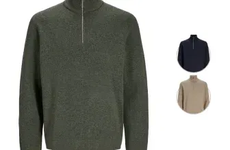 Jack & Jones Half Zip Strickpullover Herren olivgrün