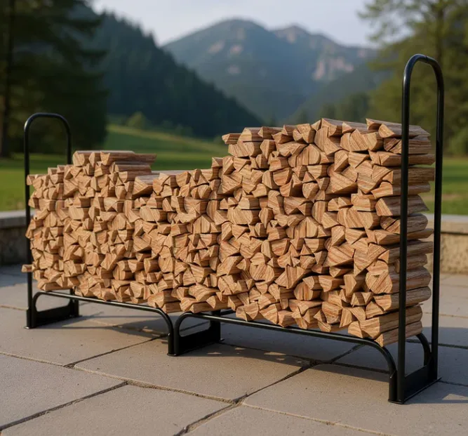 Juskys Kaminholzregal Außen mit Abdeckung (260 x 117 cm)