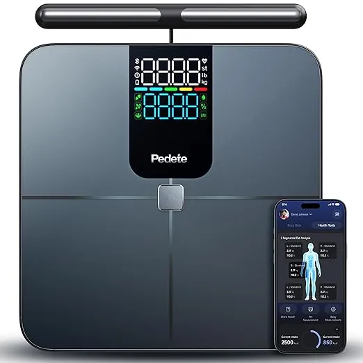 Smarte Körperfettwaage mit 8 Elektroden und App – Körperanalysewaage mit Herzfrequenz & 45 Messwerten für 47,99 €