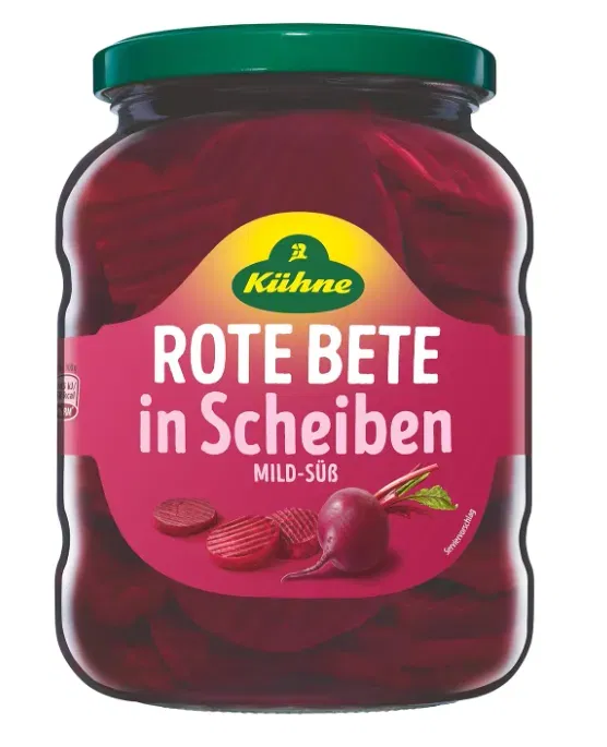 Kühne Rote Bete in Scheiben 720 ml Glas betroffene Charge Produktrückruf