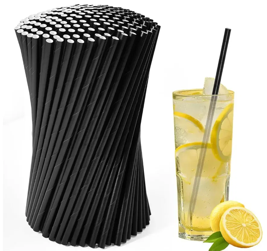 600 Stück  Papierstrohhalme (19,7cm Schwarz)