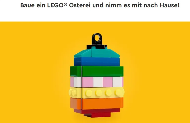 Ein buntes LEGO Osterei aus verschiedenen Farben