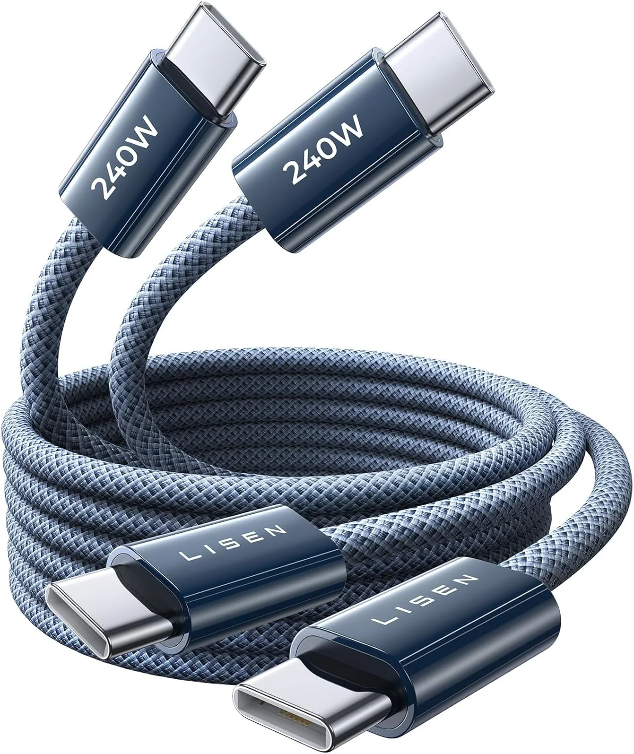 LISEN 240W Schnellladekabel USB C auf USB C Kabel (2-Stück Gr. 2M+2M bis 3.3FT+6.6FT)