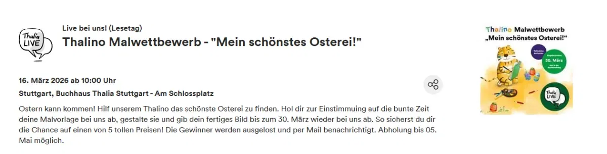 Thalia Osteraktion 2026 Thalino Malwettbewerb - &Quot;Mein Schönstes Osterei!&Quot;