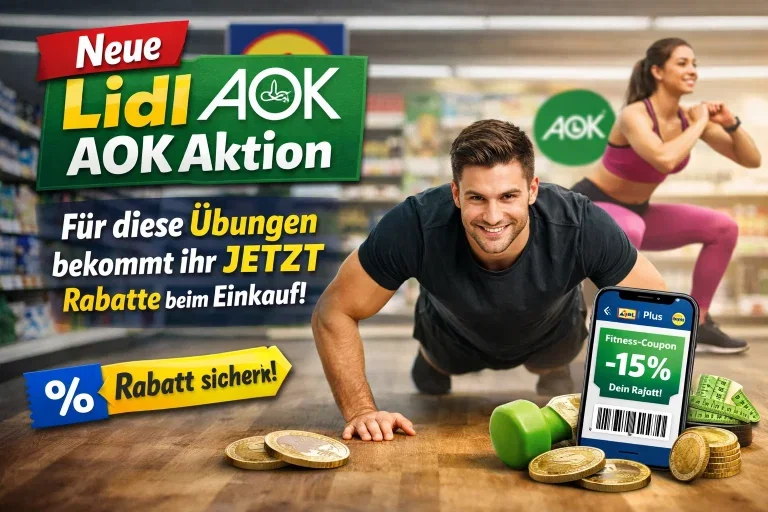 Neue Lidl AOK Aktion 2026 : Für diese Übungen bekommt ihr jetzt Rabatte beim Einkauf