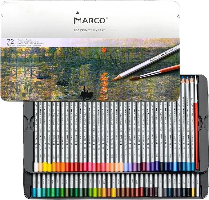 MARCO 7120 Buntstifte (72 Wasserlösliche Farben – Sechskantige Holzstifte)