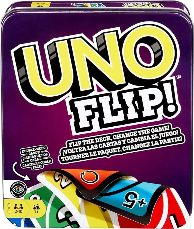 Mattel Games UNO Flip in robuster Metalldose (ab 7 Jahren GDG37)