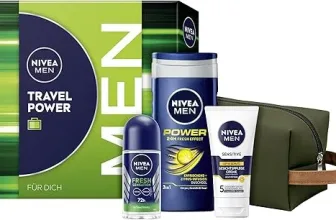NIVEA MEN Travel Power Geschenkset Pflegeset (mit Pflegeprodukten für unterwegs und Kulturtasche)