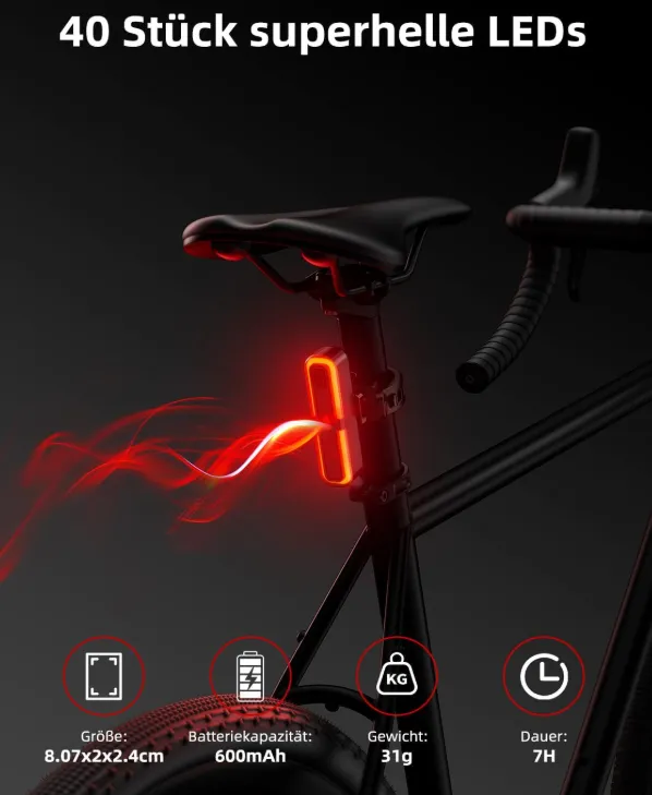 Fahrrad Rücklicht Mit Bremsblinkfunktion (StVZO zugelassenen)