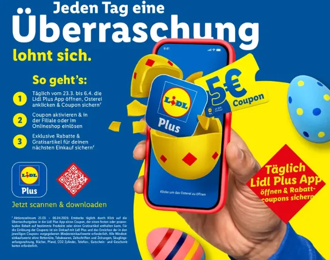 Lidl Plus Osteraktion – tägliche Coupons und Gratisartikel
