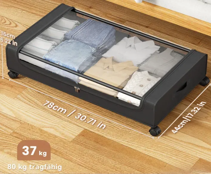 PHINOX Unterbett-Aufbewahrungsbehälter mit mit Rollen (2 Stück -Schwarz) für 29,99 € inkl. Prime-Versand (statt 42,99 €)