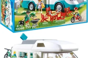 Playmobil 70088 Familien-Wohnmobil in der Verpackung und als Spielzeugmodell mit Figuren und Zubehör