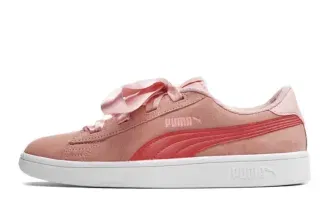 PUMA Smash V2 Ribbon Jr Peach Bud-Bright Peach Kinder (Gr. 36 bis 39) - Trendige Kinderschuhe in zarten Farben