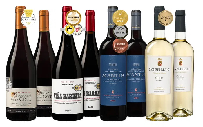 Preisgekrönte Weine 8er Pack für 39,94 € inkl. Versand (statt 69,94 €)