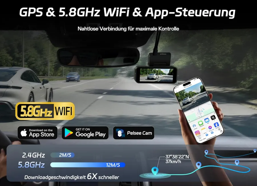 Schnäppchen, Deals und Rabattcodes des Tages - Pelsee 4K Dashcam Auto Vorne Hinten mit STARVIS 2 Sensor