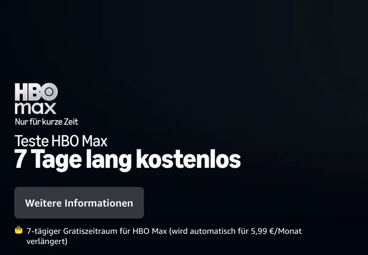 HBO Max 7 Tage kostenlos über Amazon Prime Video testen