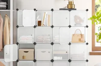 SONGMICS 16 Würfel Aufbewahrungsschrank mit Türen, weiß, modular