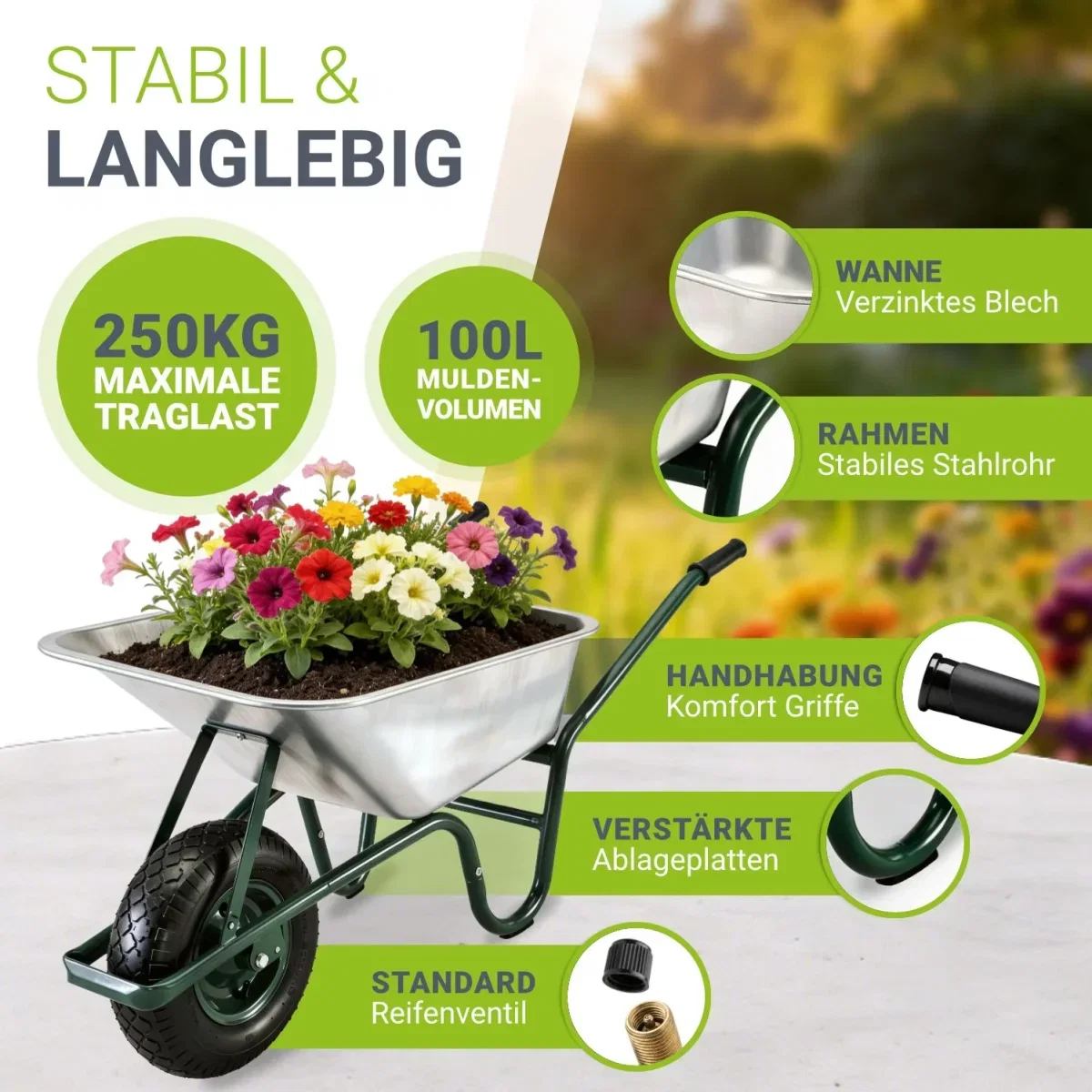 Juskys Schubkarre Garden 100 L