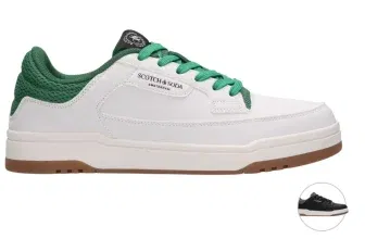 Scotch & Soda Crout Sneakers Herren in Weiß mit grünen Schnürsenkeln