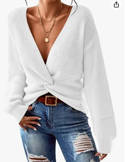 Sovoyontee Damen Pullover Lässig V Hals (3 Farben, Gr. S bis XL)