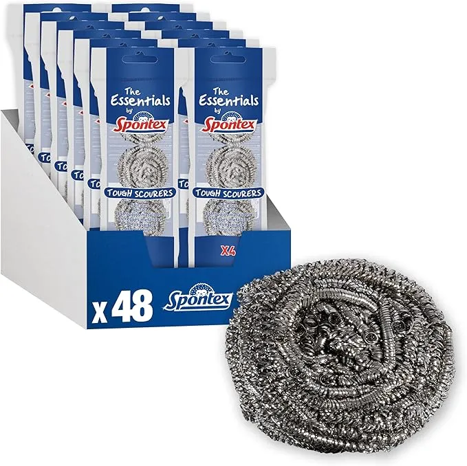Spontex The Essentials Robuste Scheuerschwämme aus Metall (48 Stück)