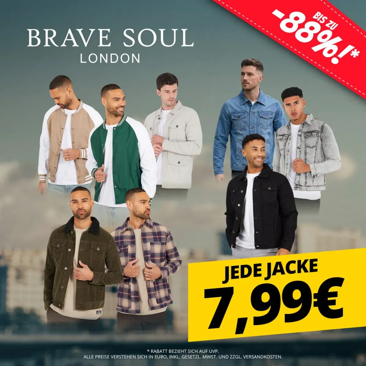 Sportspar: BRAVE SOUL Herren Jacken für je 7,99 € zzgl. Versand