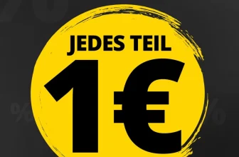 Ein Bild mit einem gelben Kreis und 1 €, das den Fixpreis Sale bei Sportspar symbolisiert