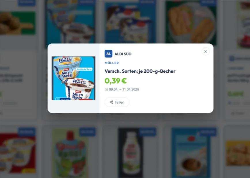 Müller Milchreis Versch. Sorten; je 200-g-Becher 0,39 € [Aldi Süd]
