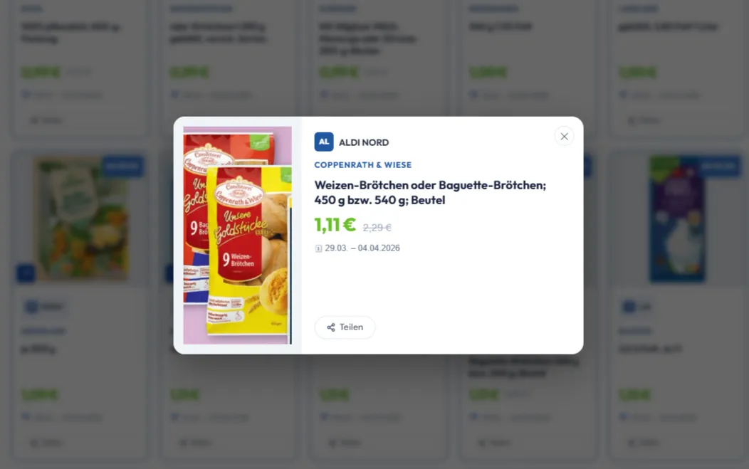 Coppenrath & Wiese Unsere Goldstücke Weizenbrötchen für 1,11€ (Penny, Aldi)