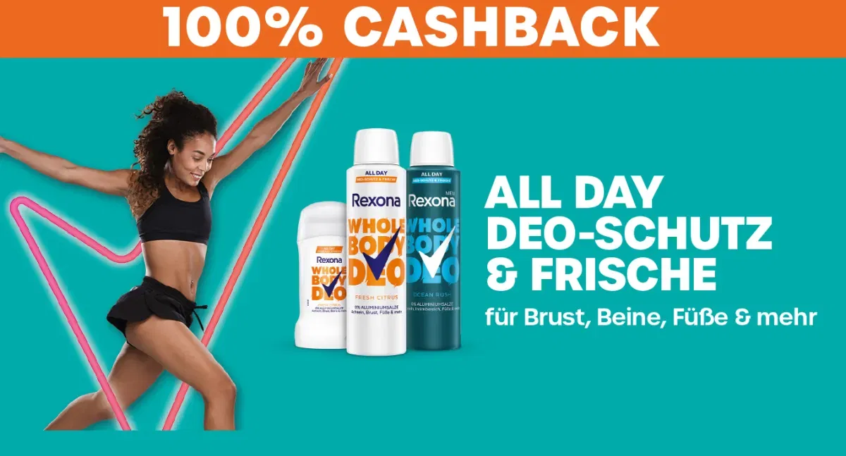 Rexona Whole Body Deo gratis testen – 100 % Cashback bei dm sichern