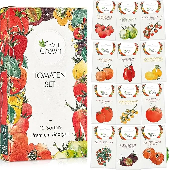 Tomaten Samen Set : 12 Sorten Tomatensamen für Garten und Balkon