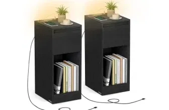 VASAGLE Nachttisch mit LED Beleuchtung USB Anschlüssen und Schublade 2er Pack für 39,99 € inkl. Versand