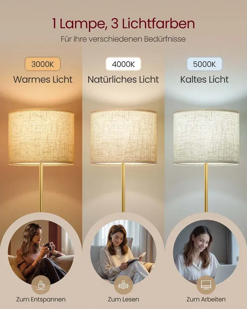 VASAGLE höhenverstellbare Stehleuchte mit Fußtaster und Lampenschirm aus Stoff für 25,99 € inkl. Versand