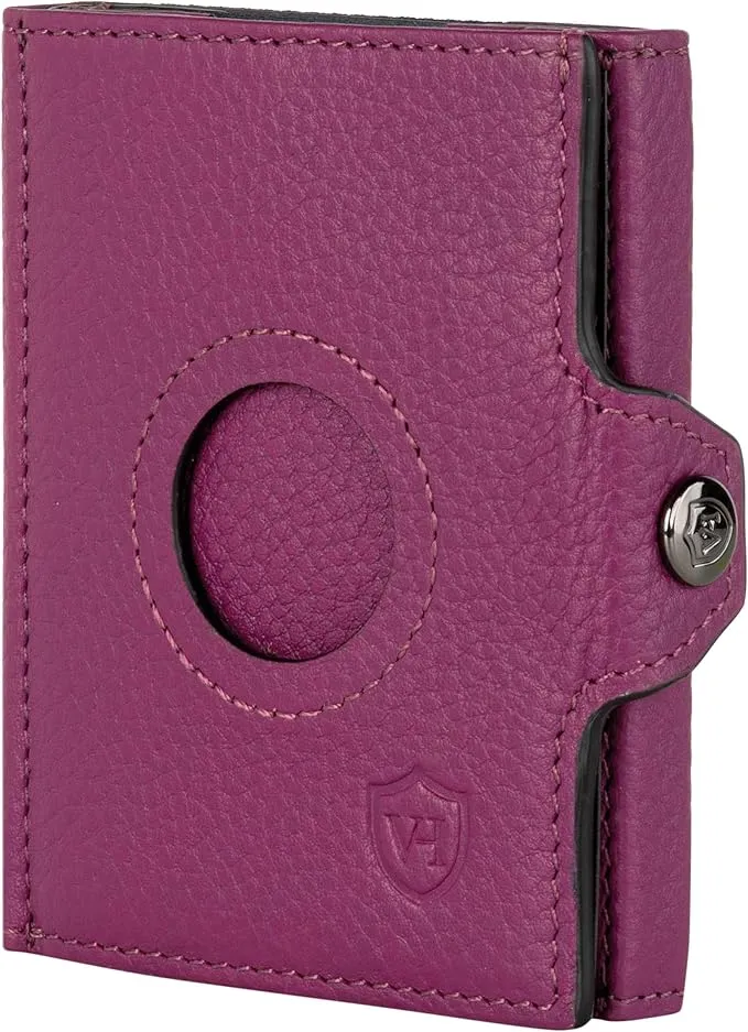 Schnäppchen, Deals und Rabattcodes des Tages - VON HEESSEN Airtag Slim Wallet mit RFID-Schutz aus echtem Leder in Pink